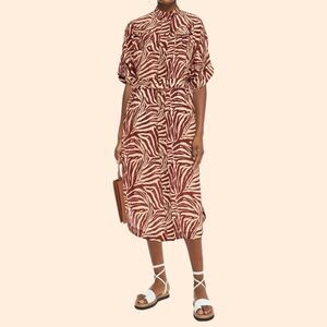 Zimmermann Silk Crepe Midi Dress Zebra